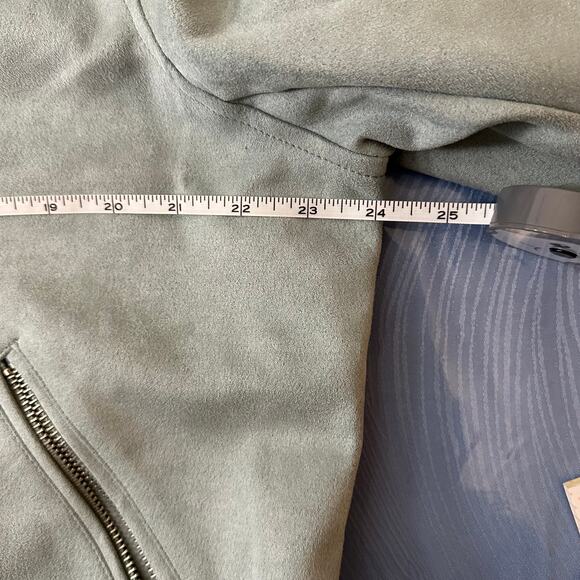 NWOT Forever 21+ Size 2X Mint Blue-Green Faux Suede Motor Jacket - Picture 11 of 14